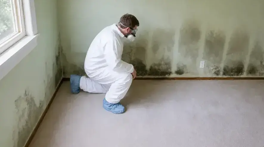 Adams Mold Remediation technician performing Mold Removal in a Pueblo, CO home